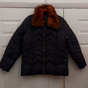 Centigrade Down Fill Puffer Coat with Faux Fur Collar